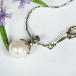Perlenkette, Halskette Süßwasserperlen, platiniert, 4165